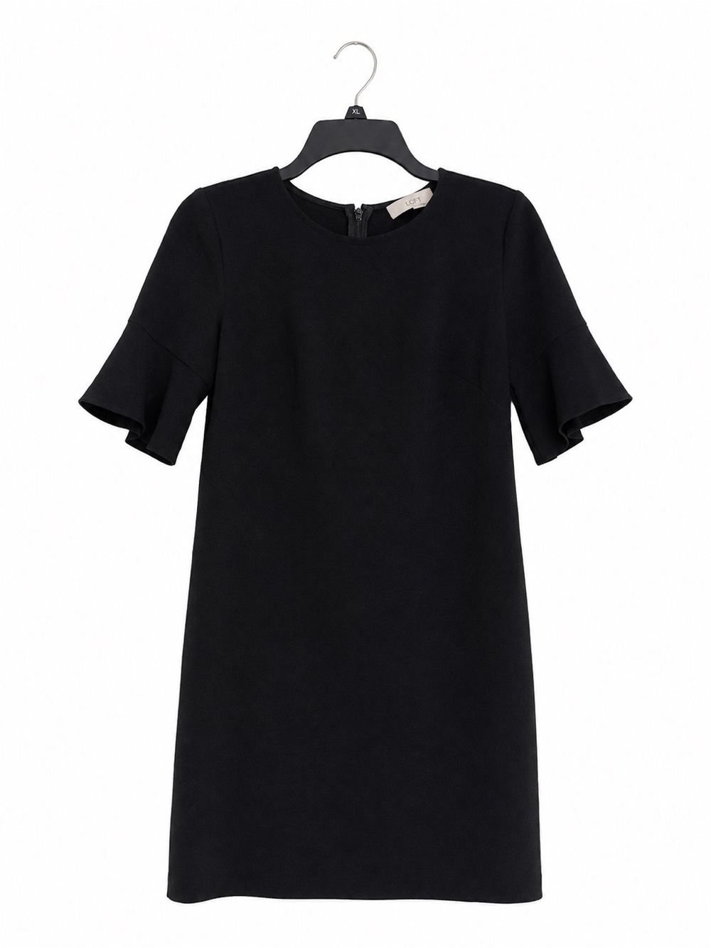 LOFT Black Flutter Sleeve Shift Dress Women’s Size 0 Work Cocktail Mini